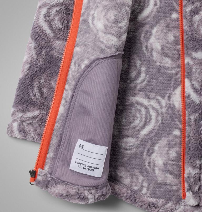 Girls' West Bend Printed Sherpa Jacket, Color: Shale Purple Rosecity, image 3