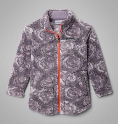 Girls' West Bend Printed Sherpa Jacket, Color: Shale Purple Rosecity, image 5