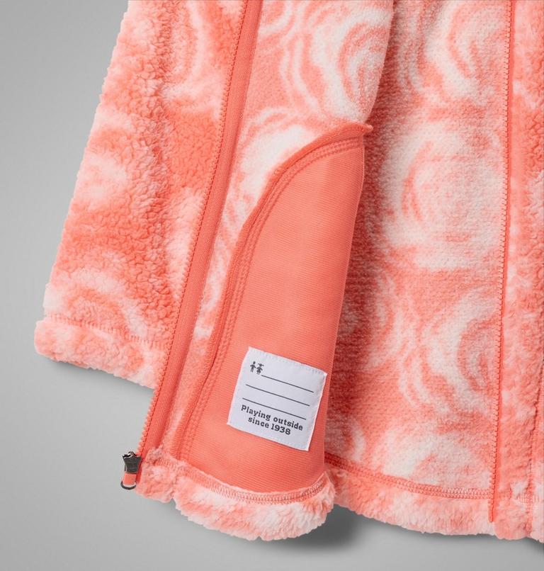 Girls' West Bend Printed Sherpa Jacket, Color: Hot Coral Rosecity, image 3