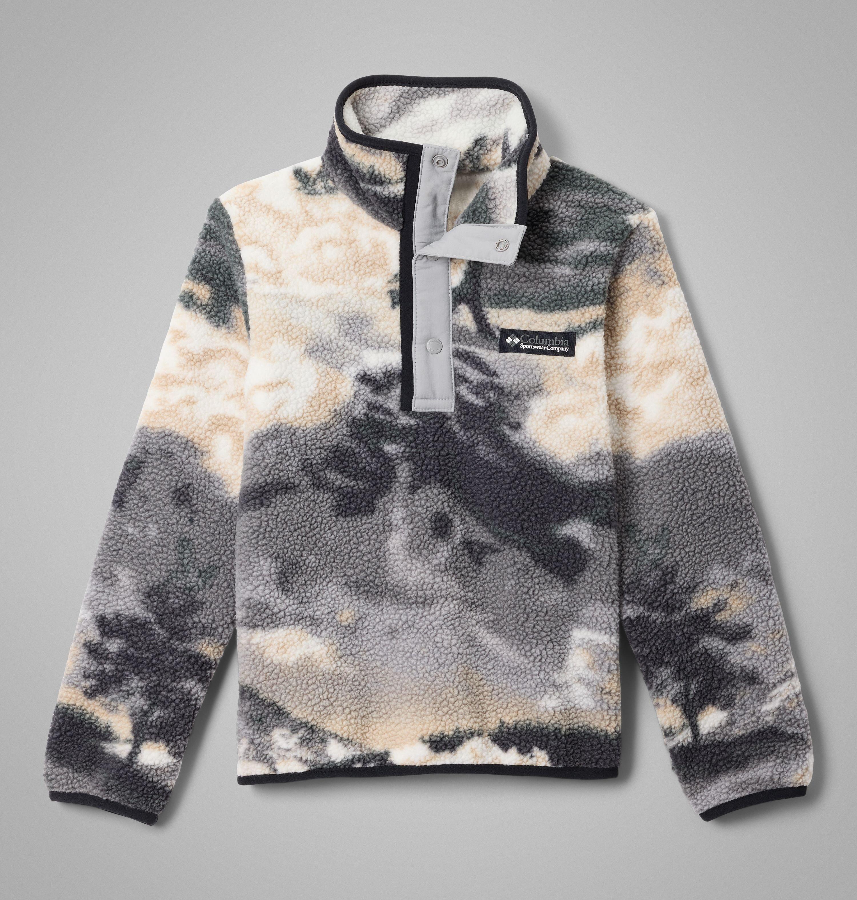 Columbia Sportswear Unisex Black Columbia - Youth Helvetia™ Ii Sherpa Half Snap Printed Fleece - Shark Dreaming, Columbia Grey Junior Xl Size (18 Years)