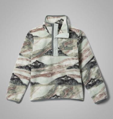 Youth Helvetia II Sherpa Half Snap Printed Fleece, Color: Sedona Sage Summits, Tea Light, image 7