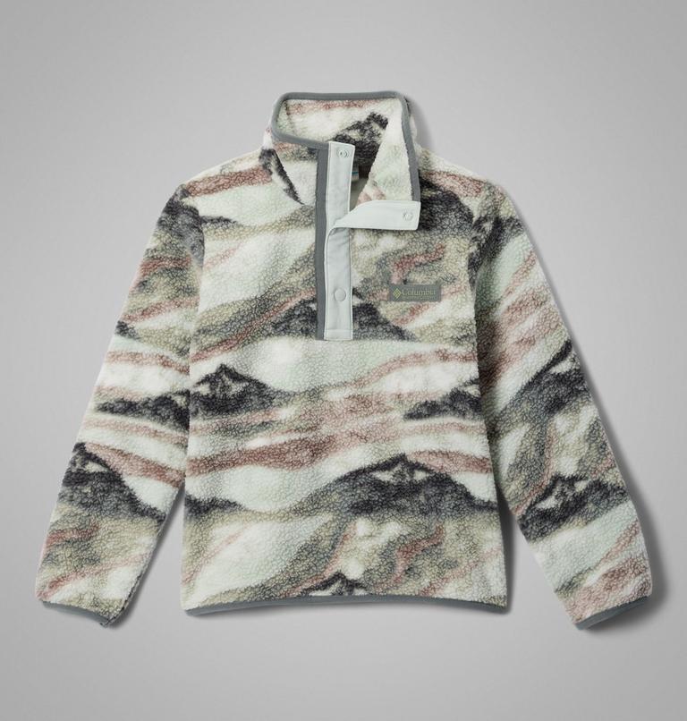 Youth Helvetia II Sherpa Half Snap Printed Fleece, Color: Sedona Sage Summits, Tea Light, image 1
