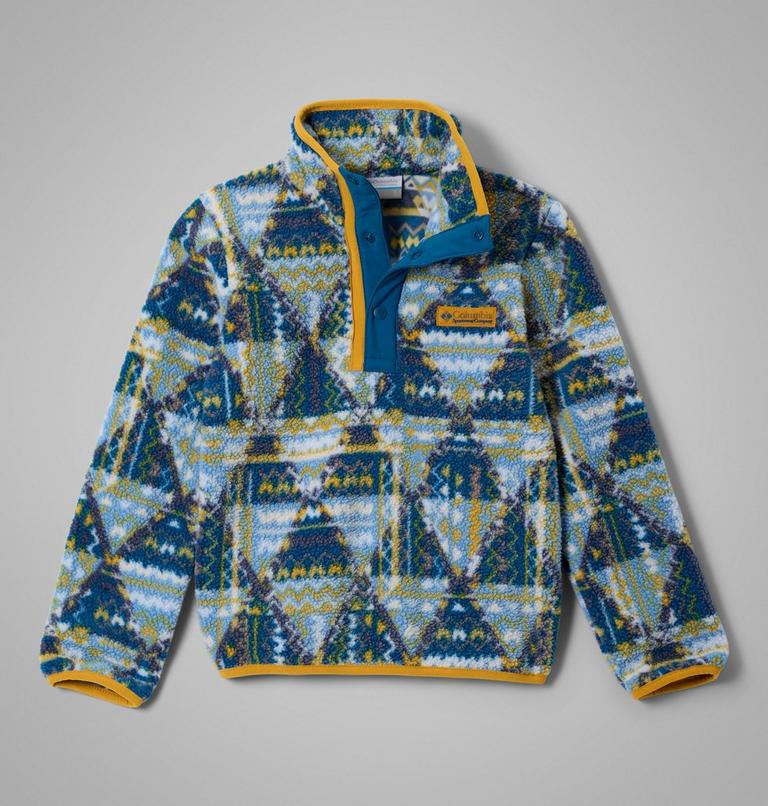 Youth Helvetia II Sherpa Half Snap Printed Fleece, Color: Phoenix Blue Geomix, image 1