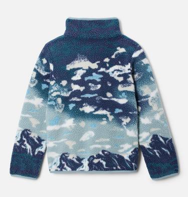 Youth Helvetia II Sherpa Half Snap Printed Fleece, Color: Crushed Blue Sisters, Everblue, image 4