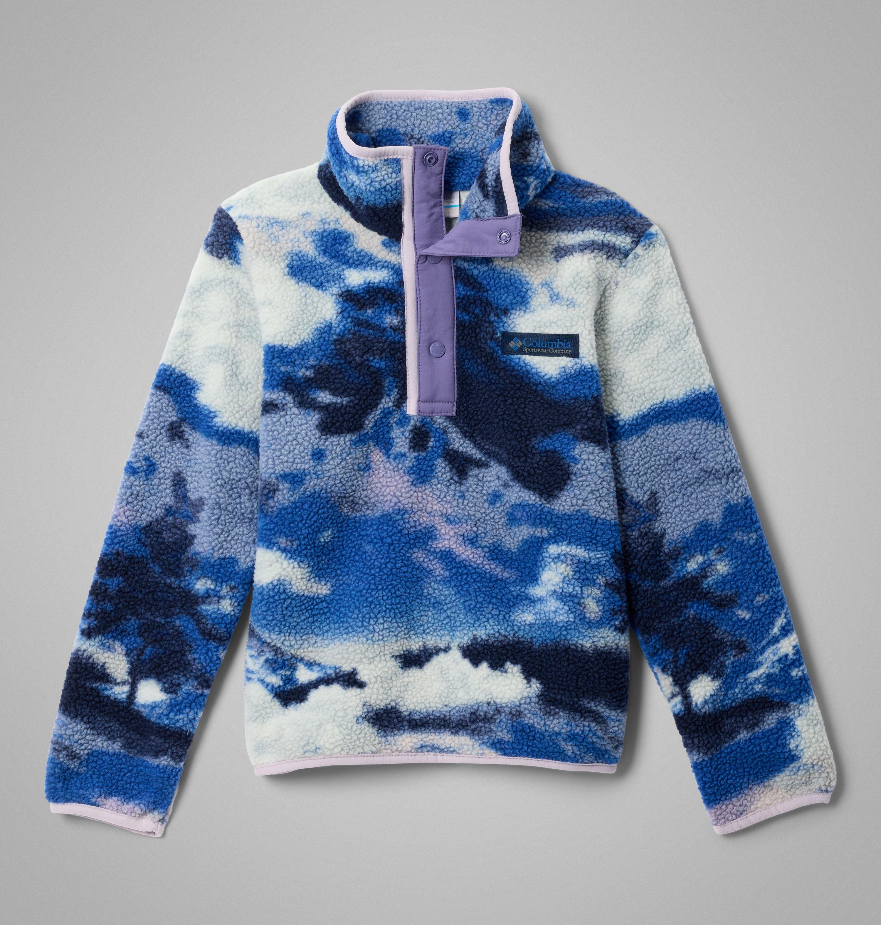 Columbia Sportswear Unisex Blue Columbia - Youth Helvetia™ Ii Sherpa Half Snap Printed Fleece - Collegiate Navy Dreaming, Stormwatch Junior Xxs Size (4-5 Years)