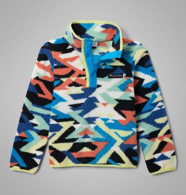 Youth Helvetia II Sherpa Half Snap Printed Fleece, Color: Compass Blue Reflections, Compass Blue, image 5