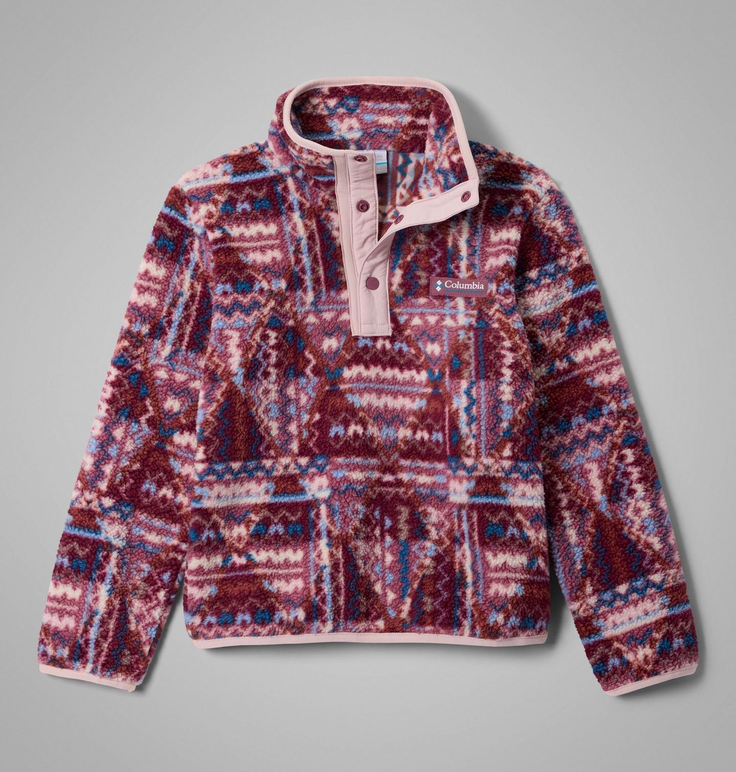 Детский свитер Columbia Helvetia II Printed Half Snap Fleece Pullover, цвет: Состаренный розовато-лиловый — фото 1