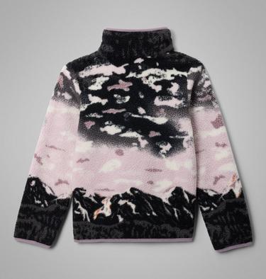 Youth Helvetia II Sherpa Half Snap Printed Fleece, Color: Shale Purple Sisters, Lavender Pearl, image 2