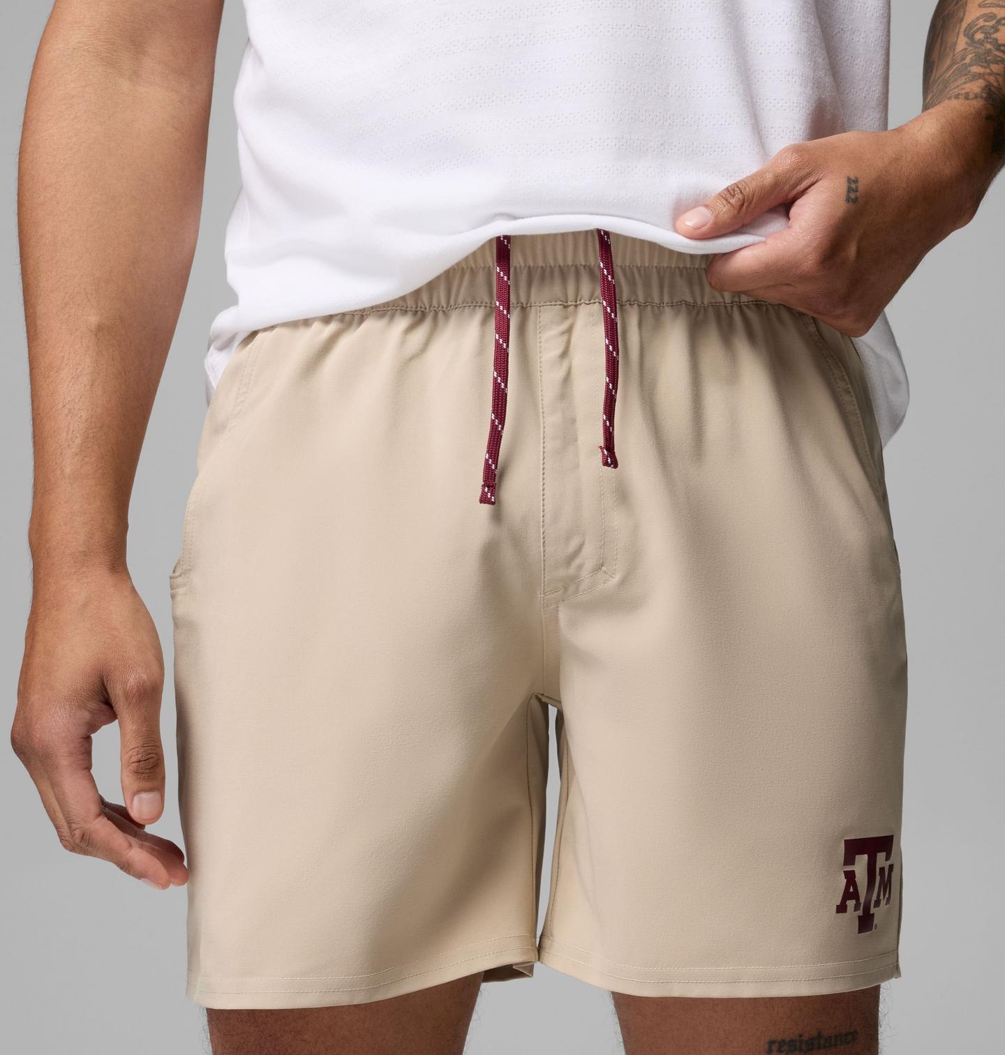 Мужские шорты Columbia Collegiate PFG Terminal Roamer Stretch Shorts - Texas A&M, цвет: Серо-бежевый — фото 4