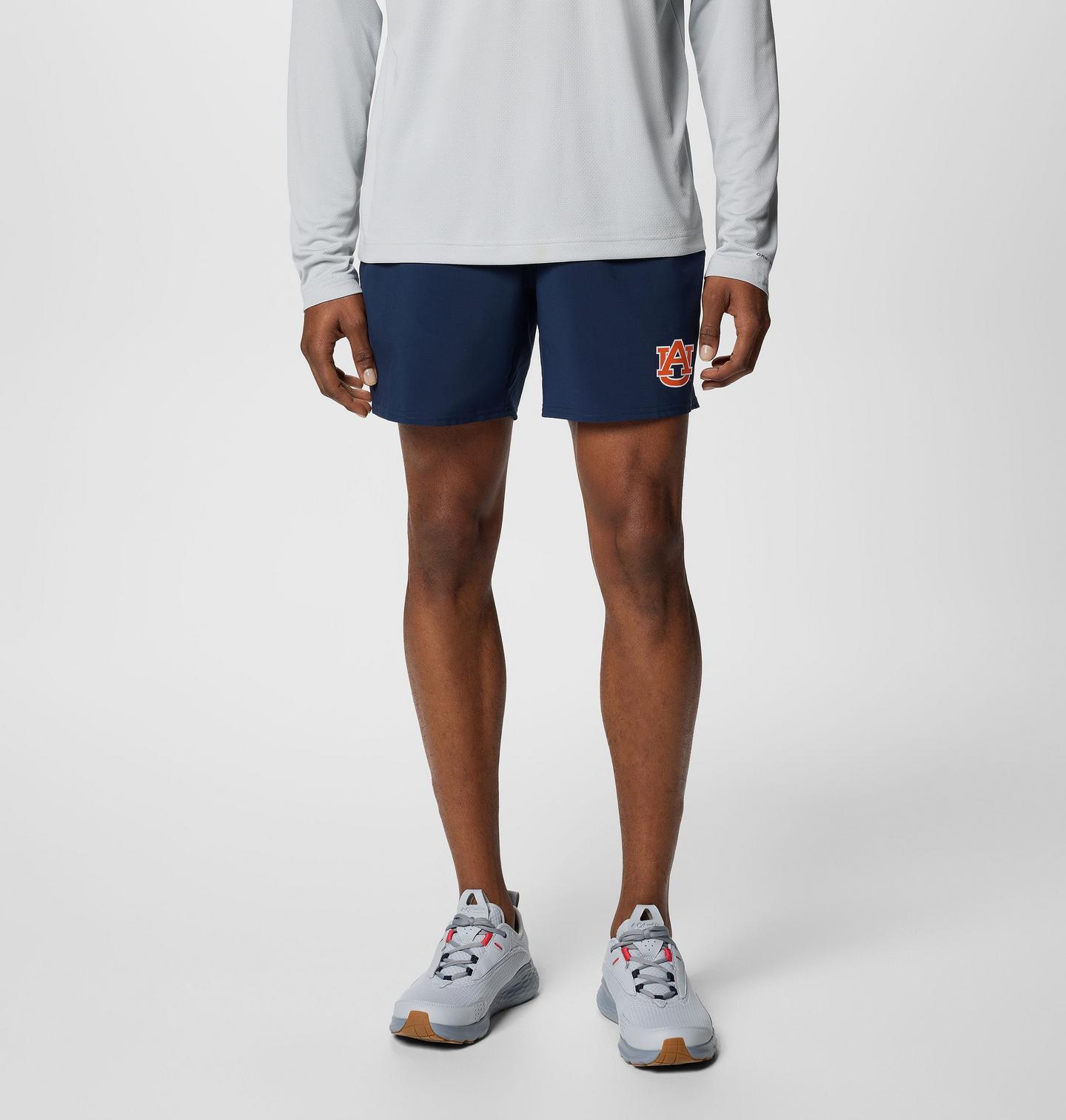 Мужские шорты Columbia Collegiate PFG Terminal Roamer Stretch Shorts - Auburn, цвет: Тёмно-синий — фото 1