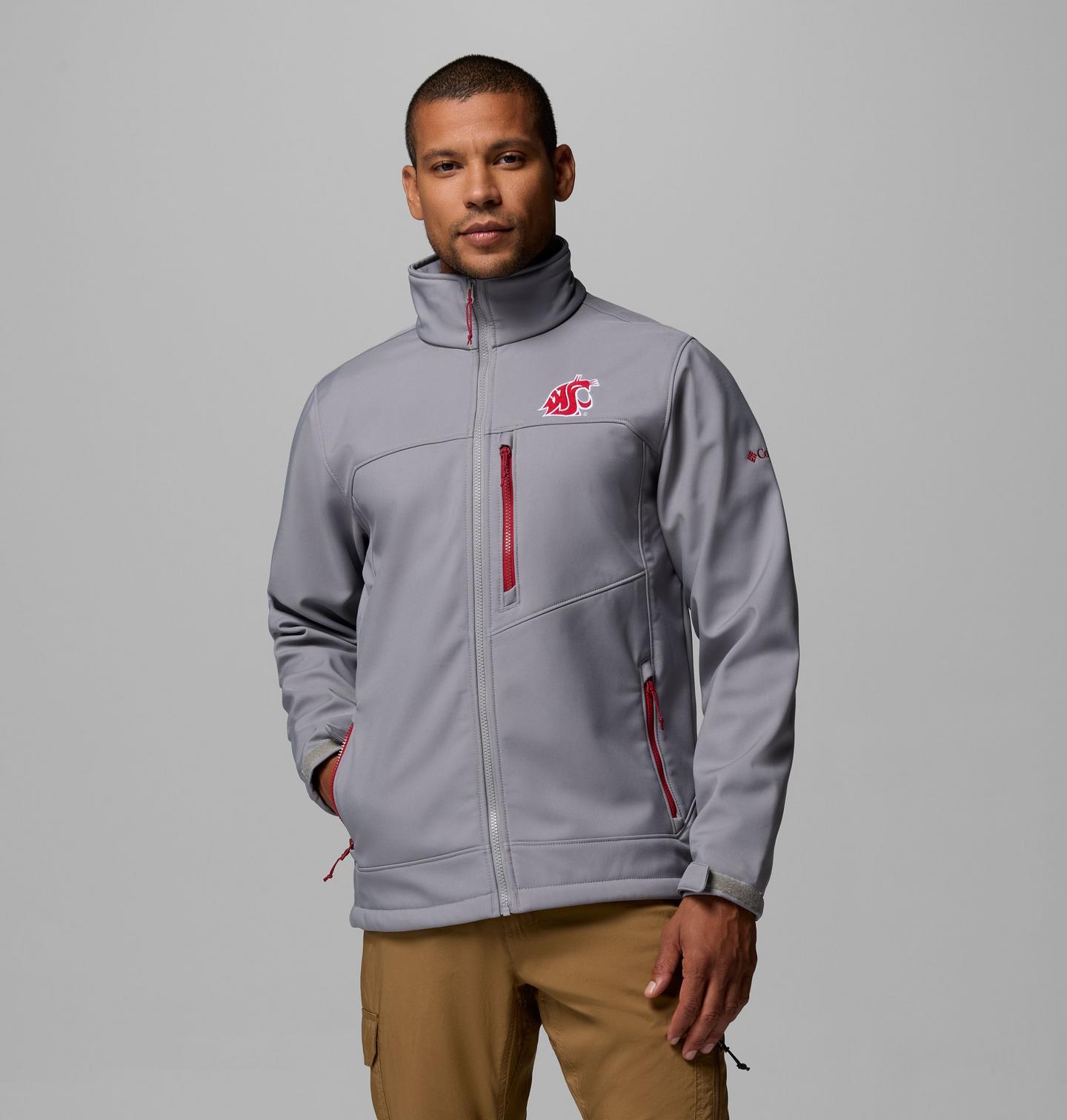 Мужские куртки Columbia Collegiate Ascender III Softshell - Washington State, цвет: Светлый серый — фото 1