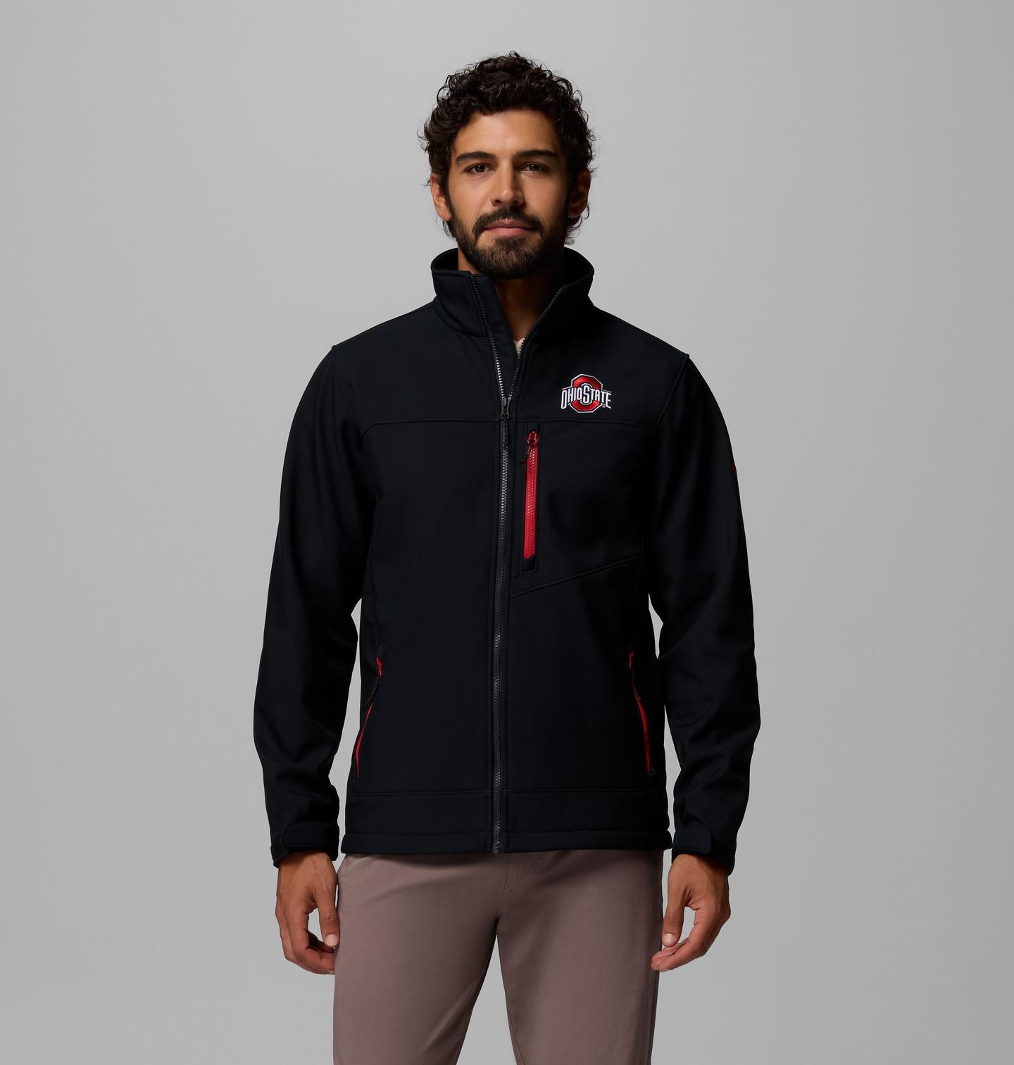Мужские куртки Columbia Collegiate Ascender III Softshell - Ohio State, цвет: Чёрный — фото 1