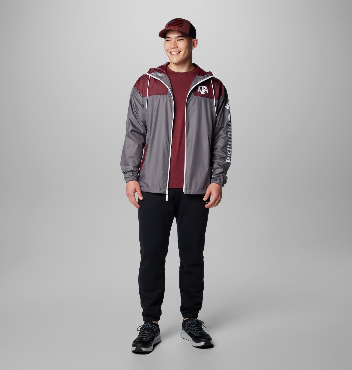 Мужская куртка Columbia Collegiate Flash Challenger II Windbreaker - Texas A&M, цвет: Серый / Бордовый — фото 3