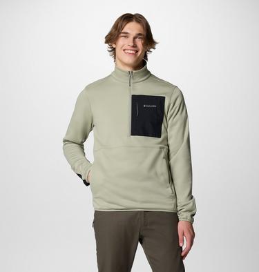 Men's Columbia Hike II Technical Half Zip Fleece, Color: Safari, Safari, Black, image 1