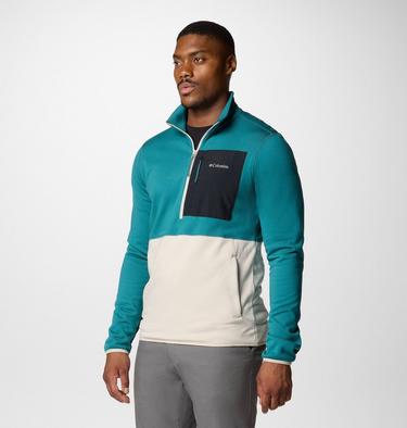 Men's Columbia Hike II Technical Half Zip Fleece, Color: River Blue, Dark Stone, Black, image 3