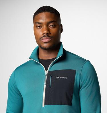 Men's Columbia Hike II Technical Half Zip Fleece, Color: River Blue, Dark Stone, Black, image 4