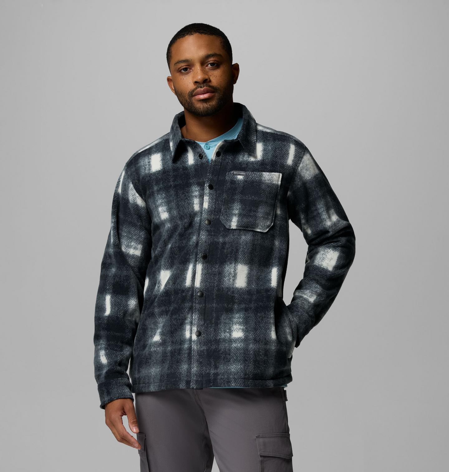 Мужская куртка Columbia Steens Mountain Printed Fleece Shirt Jacket II, цвет: Меловой — фото 1