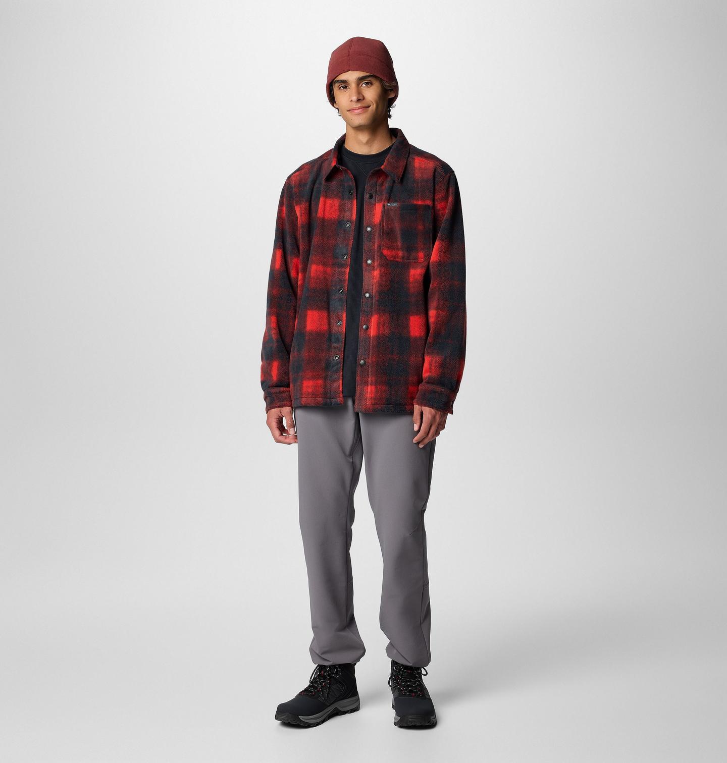 Мужская куртка Columbia Steens Mountain Printed Fleece Shirt Jacket II - Tall, цвет: Молочный красный — фото 2