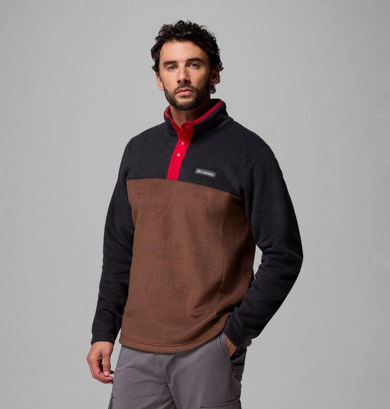 Men's Steens Mountain II Half Snap Fleece, Color: Tobacco, Black, Mtn Red, image 4