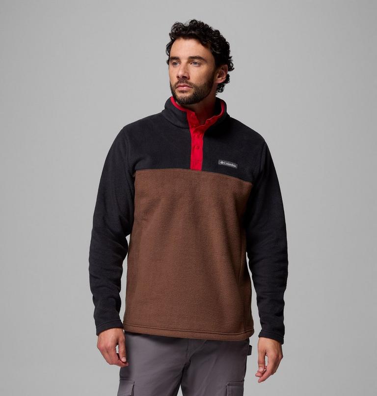 Men's Steens Mountain II Half Snap Fleece, Color: Tobacco, Black, Mtn Red, image 1