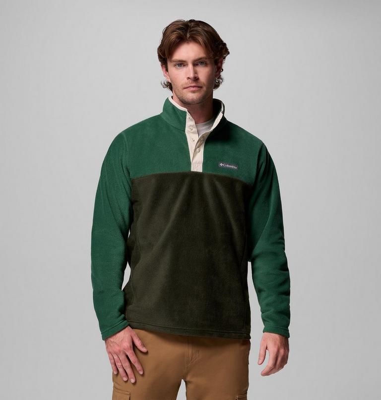 Men's Steens Mountain II Half Snap Fleece, Color: Greenscape, Rain Forest, image 1