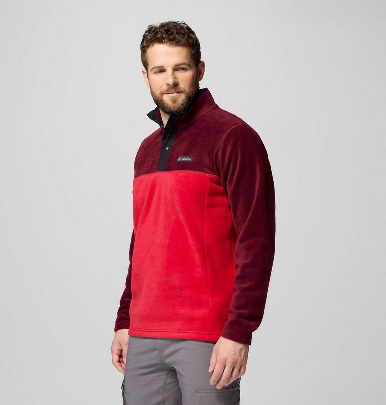 Men's Steens Mountain II Half Snap Fleece, Color: Mtn Red, Rich Wine, Black, image 4