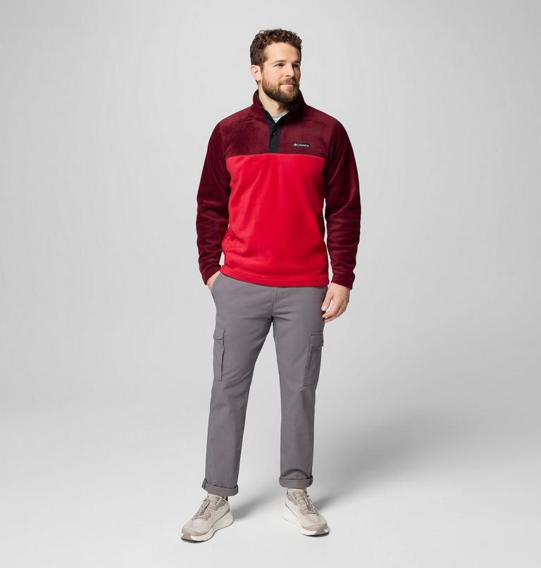 Men's Steens Mountain II Half Snap Fleece, Color: Mtn Red, Rich Wine, Black, image 2