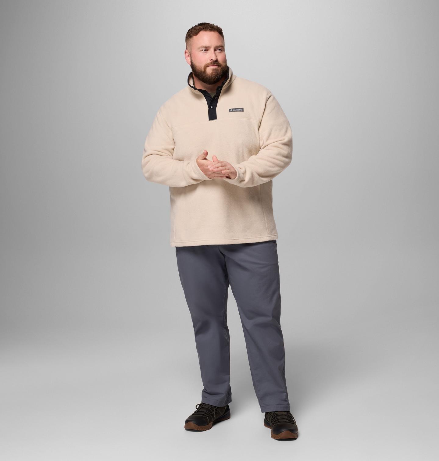 Мужской свитер Columbia Steens Mountain Half Snap II Fleece Pullover - Big, цвет: Серо-бежевый / Чёрный — фото 2