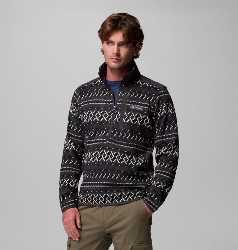 Men's Sweater Weather III Half Zip Printed Fleece, Color: Shark KnitKnot, image 4
