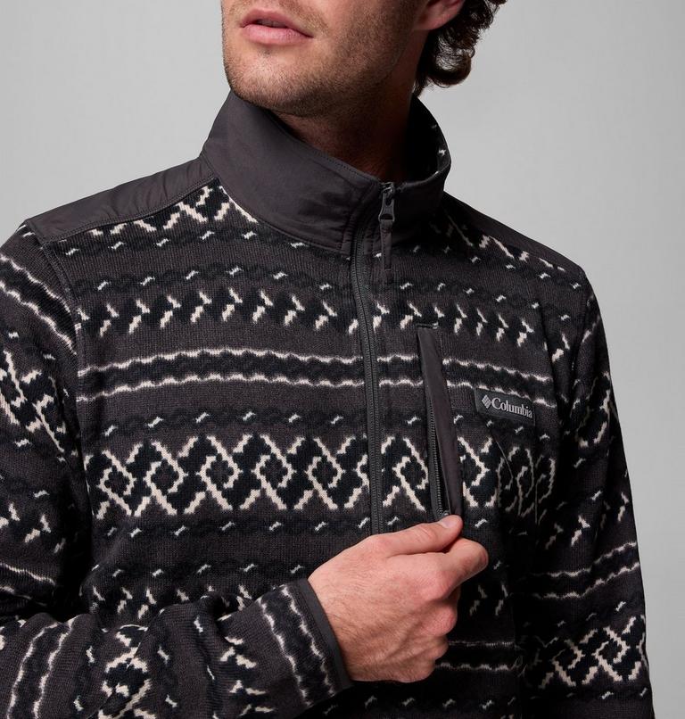 Men's Sweater Weather III Half Zip Printed Fleece, Color: Shark KnitKnot, image 6