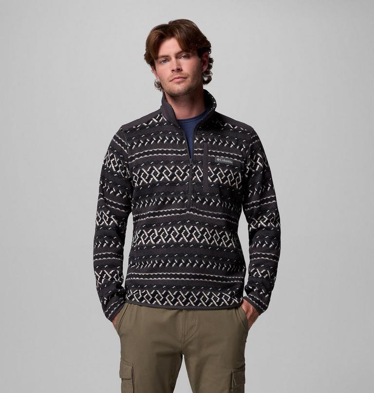 Men's Sweater Weather III Half Zip Printed Fleece, Color: Shark KnitKnot, image 1