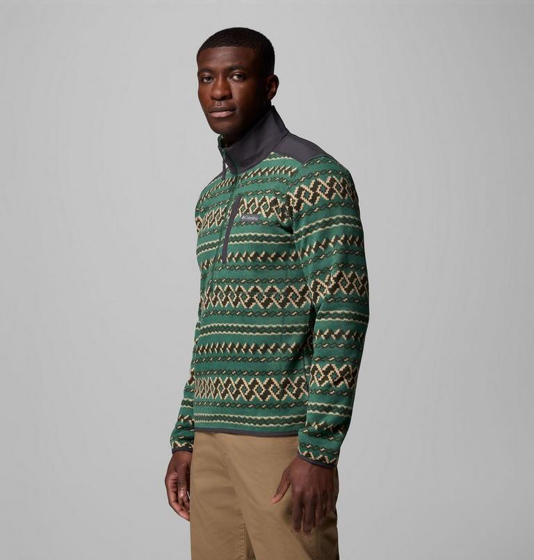 Men's Sweater Weather III Half Zip Printed Fleece, Color: Rain Forest KnitKnot, image 4