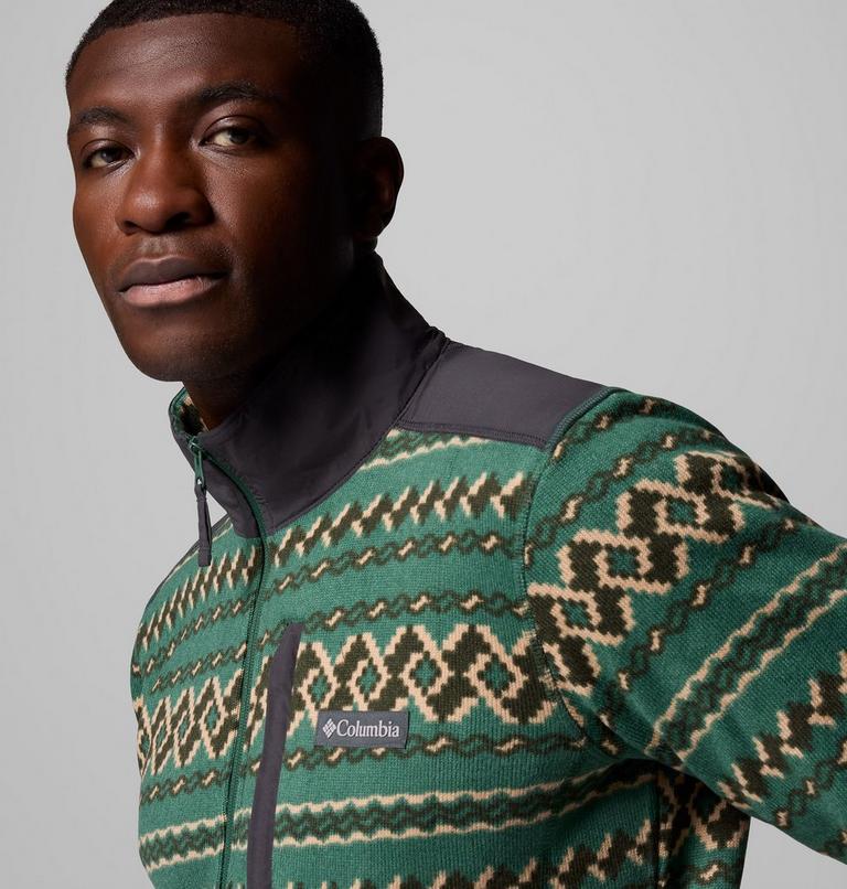 Men's Sweater Weather III Half Zip Printed Fleece, Color: Rain Forest KnitKnot, image 5