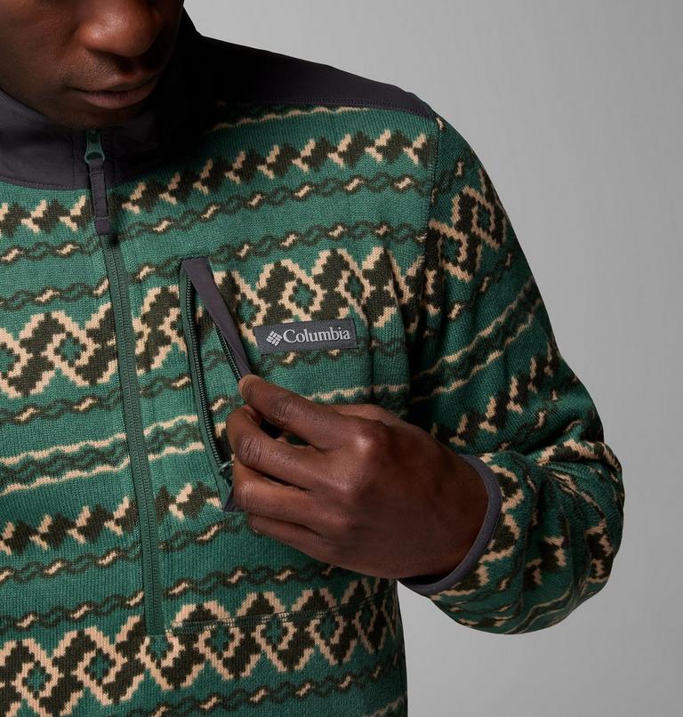Men's Sweater Weather III Half Zip Printed Fleece, Color: Rain Forest KnitKnot, image 6