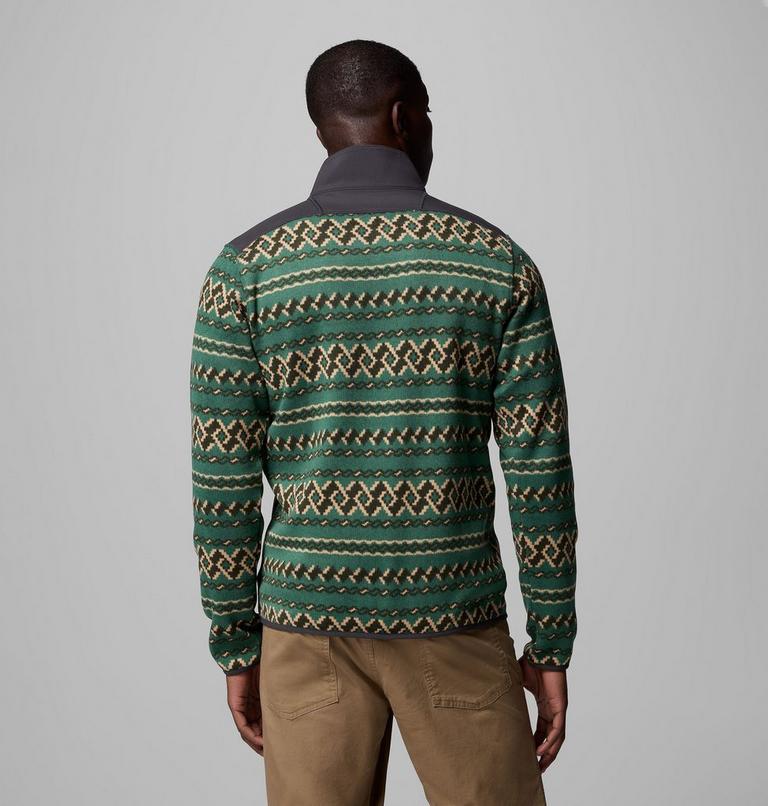 Men's Sweater Weather III Half Zip Printed Fleece, Color: Rain Forest KnitKnot, image 3