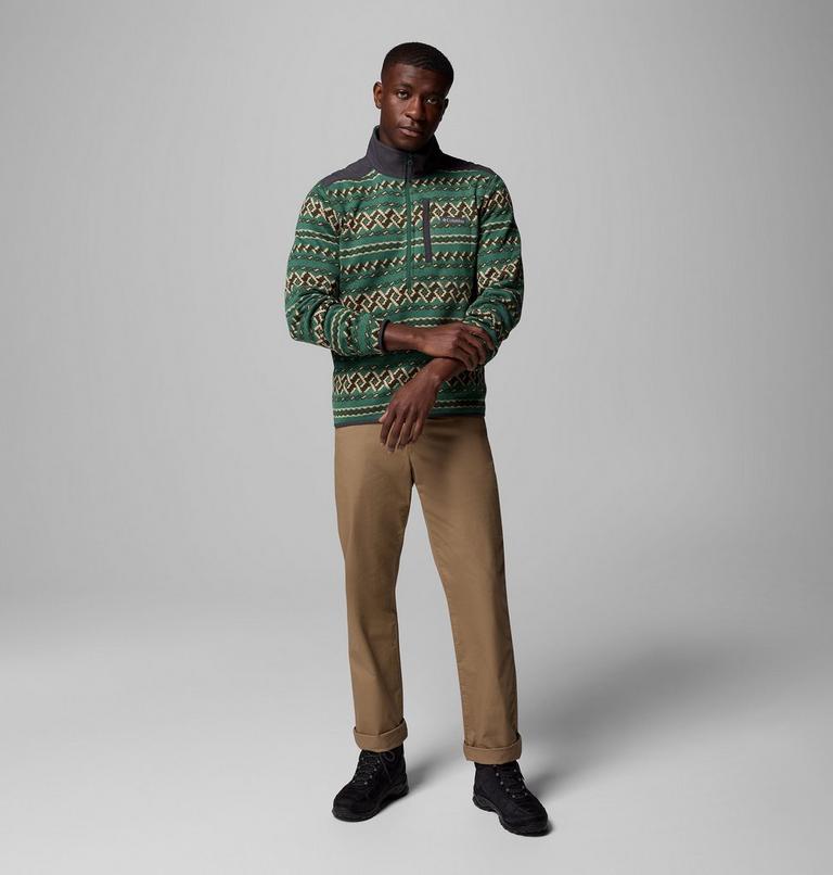Men's Sweater Weather III Half Zip Printed Fleece, Color: Rain Forest KnitKnot, image 2