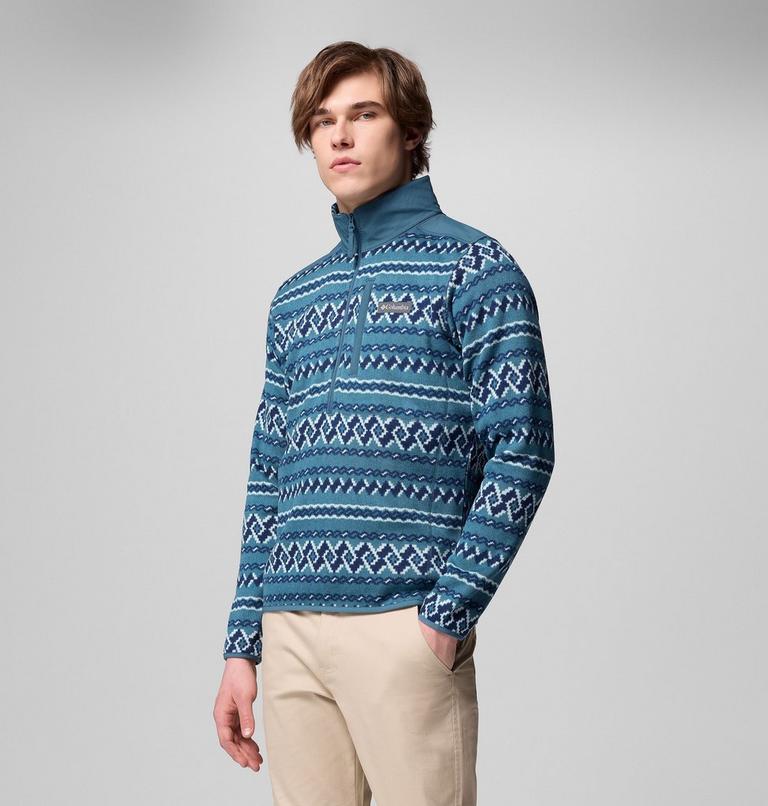 Men's Sweater Weather III Half Zip Printed Fleece, Color: Everblue KnitKnot, image 4