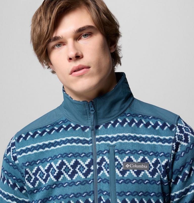Men's Sweater Weather III Half Zip Printed Fleece, Color: Everblue KnitKnot, image 5