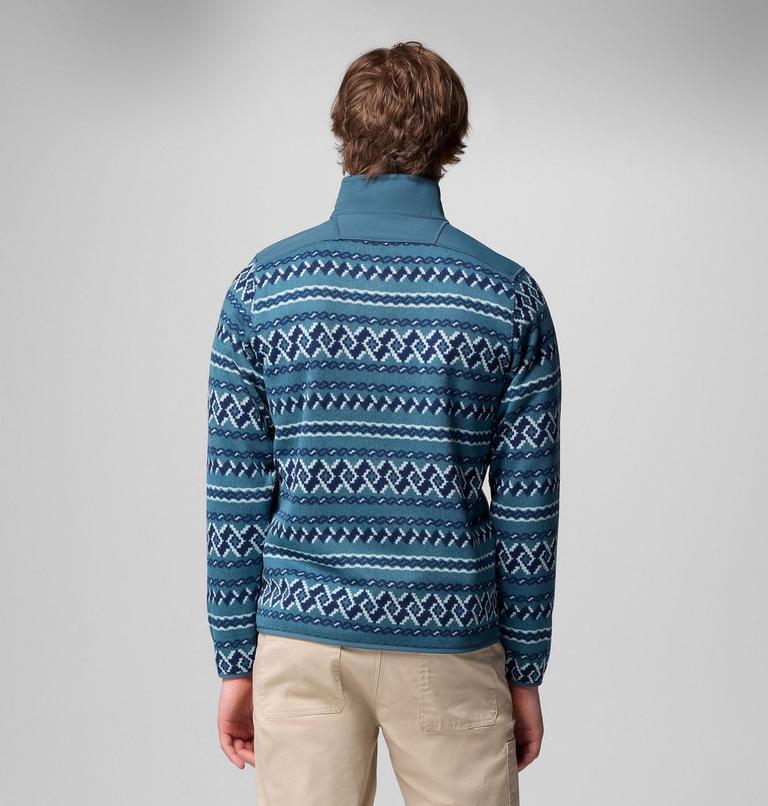 Men's Sweater Weather III Half Zip Printed Fleece, Color: Everblue KnitKnot, image 3