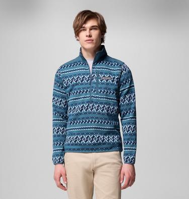 Forro polar estampado con media cremallera Sweater Weather III para hombre, Color: Everblue KnitKnot, image 7