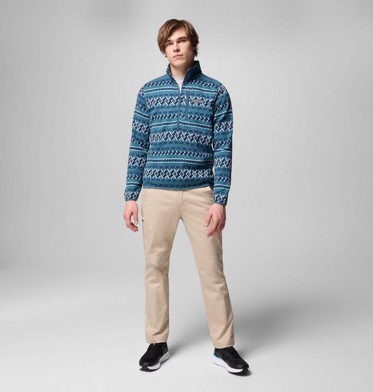 Men's Sweater Weather III Half Zip Printed Fleece, Color: Everblue KnitKnot, image 2