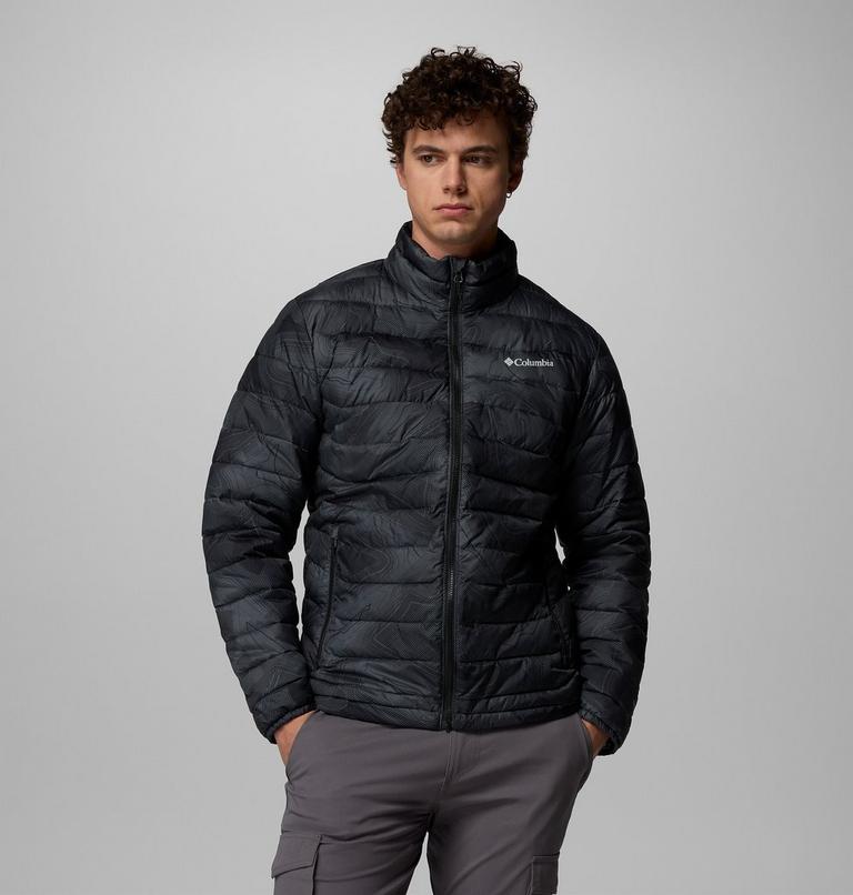 Men's Powder Lite II Printed Insulated Jacket, Color: Black Topolines Print, image 1