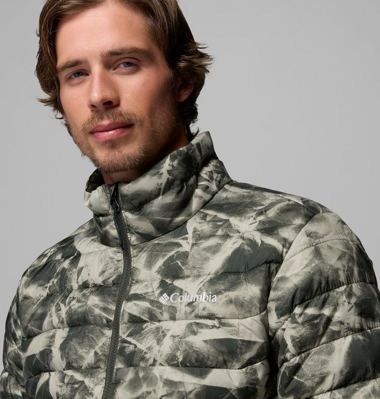 Giacca imbottita stampata Powder Lite II da uomo, Color: Greenscape Icy Peaks, image 7
