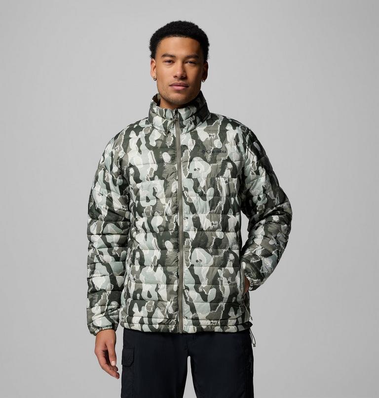Men's Powder Lite II Printed Insulated Jacket, Color: Stone Green Treebark Print, image 5
