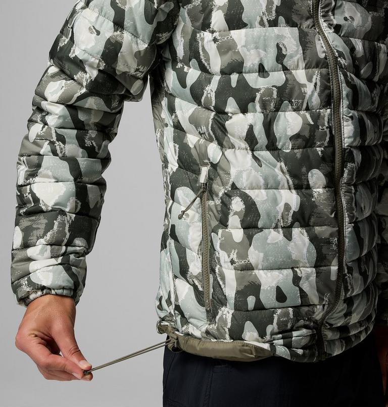 Men's Powder Lite II Printed Insulated Jacket, Color: Stone Green Treebark Print, image 8