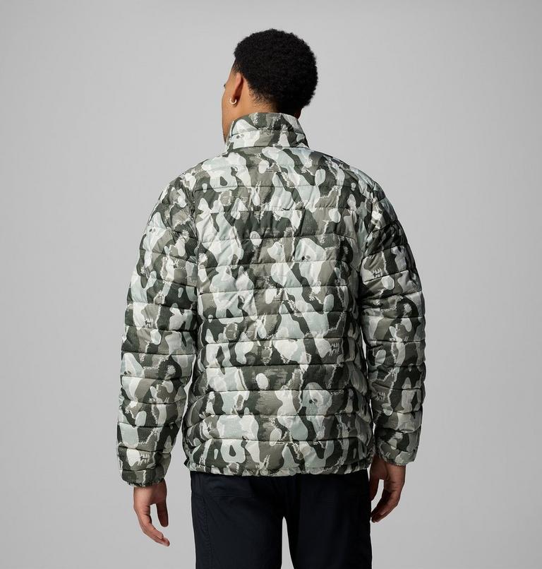 Men's Powder Lite II Printed Insulated Jacket, Color: Stone Green Treebark Print, image 3
