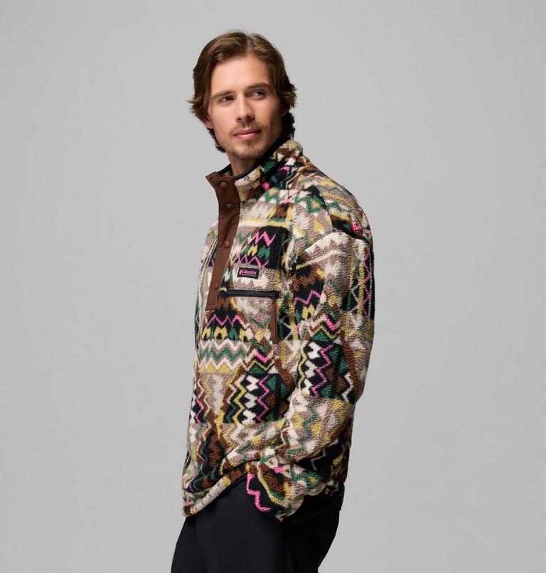 Men's Helvetia II Printed Half Snap Fleece, Color: Black Geomix, image 4