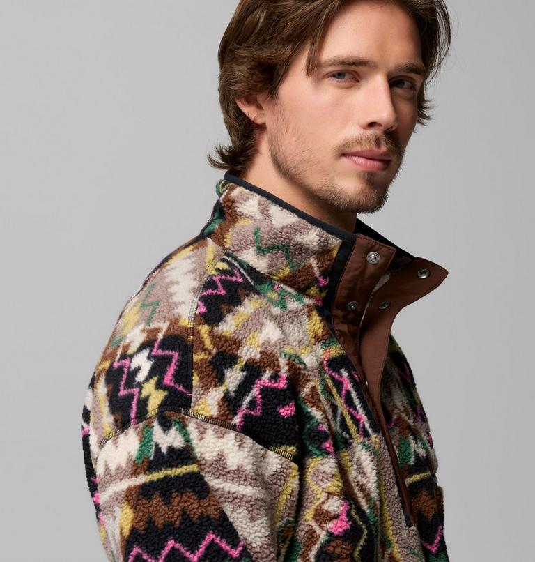 Men's Helvetia II Printed Half Snap Fleece, Color: Black Geomix, image 5