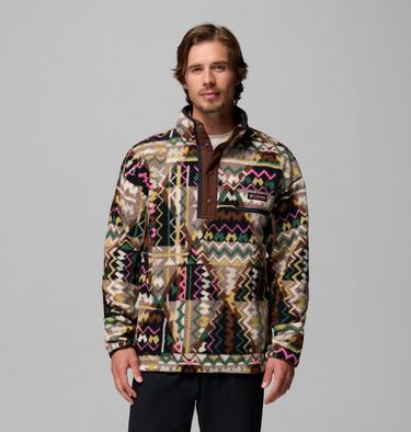 Men's Helvetia II Printed Half Snap Fleece, Color: Black Geomix, image 11