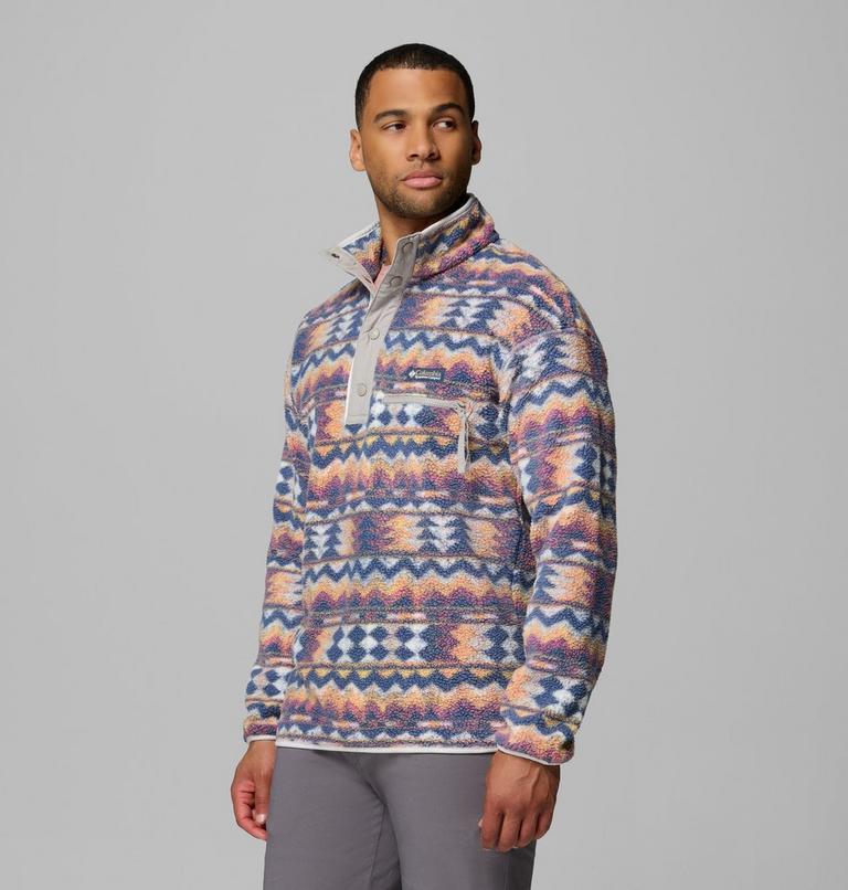 Men's Helvetia II Printed Half Snap Fleece, Color: Sea Salt, Retrotree, image 4